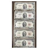 (5) 1953 Series Two Dollar Bills