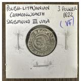 1622 Polish Lithuanian Silver 3 Polker Coin
