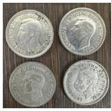 (4) ï¿½43, ï¿½49, ï¿½50, ï¿½51 Silver Australia 3 Pence