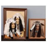 (2) 3D Native American Indian Pictures In Frames