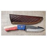 Damascus Steel Fixed Blade Knife w/ Sheath #3