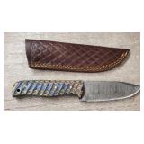 Damascus Fixed Blade Knife w/ Sheath #5