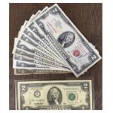 (10) Various $2 Bills