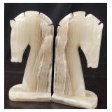 White Onyx Trojan Horse Bookends