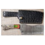 Damascus Chef Cleaver w/ Sheath