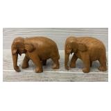 (2) Wooden Carved Elephants