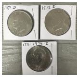 (3) Various Eisenhower Dollar Coins