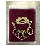 Beautiful Rhinestone Broach w/ (5) Baby Rings