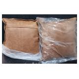 (2) Leather Pillows
