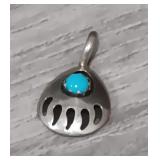 Sterling Silver Turquoise Bear Paw Pendant