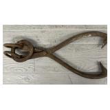Antique Cast Iron Ice Block Tongs