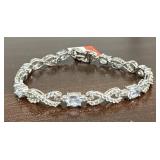 Sterling Silver Aquamarine LC Sapphire Bracelet