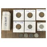(4) 1958 & Roll of Wheat Cents w/ (6) Steel Cents