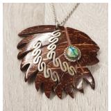 Sterling Turquoise Shell Navajo Chief Necklace
