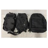 (3) Various Black Backpacks