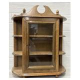 Old Wood Curio Display Cabinet w/ Side Shelves