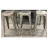 (3) Counter Height Stackable Metal Barstools