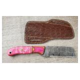 Damascus Fixed Blade Knife w/ Sheath #3