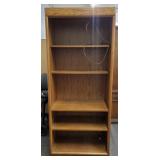 Lighted 5-Shelf Oak Bookcase