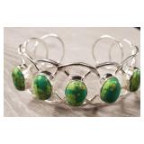 Sterling & Green Turquoise Cuff Bracelet #2
