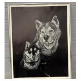 1980 LL Braning Wolf Framed Scratch Art