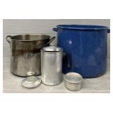(2) Giant Pots & Steel Camping Percolator