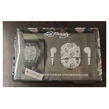 Ed Hardy Watch & Wireless Earbuds w/ Case