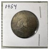 1954 Franklin Silver Half Dollar Coin
