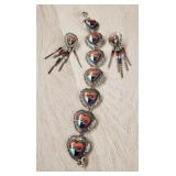 Sterling w/ Inlaid Stone Bracelet & Earrings