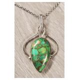 Sterling & Green Turquoise Pendant Necklace