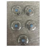 (5) Vintage Sterling Native Button Covers