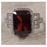 Faceted Red Stone Ring