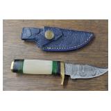 Damascus Fixed Blade Knife w/Sheath #2