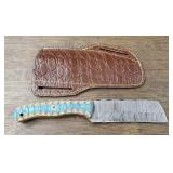 Damascus Fixed Blade Knife w/Sheath #3