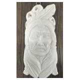 Rare Native Carved Bone Chief Pendant Necklace