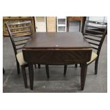 Beautiful Dark Wood Drop Leaf Table w/ (2) Chairs