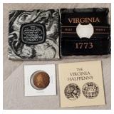 Rare 1983 CFW 1777 Virginia Half Penny Restrike