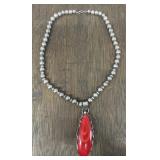 Antique Navajo Coral & Naja Beaded Necklace
