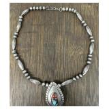 Antique Navajo Sterling Turquoise & Coral Necklace