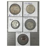 (4) Various 1960 Coins & (1) 1776 Kennedy Half