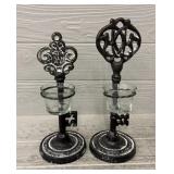 (2) Heavy Cast Iron Nautical Tea Candle Holders