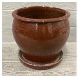 Brown Glazed Flower Pot