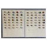 (67) Various Stone Fashion Rings w/ (2) Displays