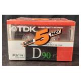 5-Pack Sealed 90 Minute Blank Cassette Tapes