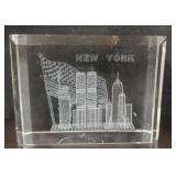New York Etched Twin Towers Cube