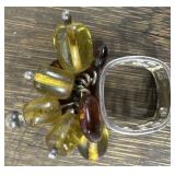 Sterling Silver Various Amber Ring