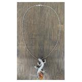 Sterling Silver & Stone Lizard Necklace