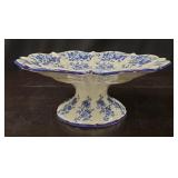 Italy Royal Blue Floral Decoration Pedestal Plate