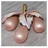 1960s Enamel Faux Pearl Brooch