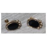 1920s Onyx Screw Back Earrings